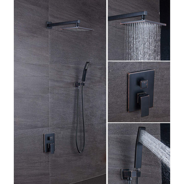 ELLO&ALLO Rainfall Volume Control Complete Shower System with RoughinValve & Reviews Wayfair